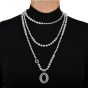 Modern Ivanka Trump Diamond  Pearl 18K Gold Pendant 66'' Long Strand Necklace