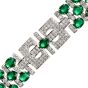 Diamond Emerald 18K White Gold Geometric Link Bracelet