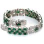 Diamond Emerald 18K White Gold Geometric Link Bracelet