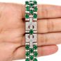 Diamond Emerald 18K White Gold Geometric Link Bracelet