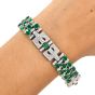 Diamond Emerald 18K White Gold Geometric Link Bracelet