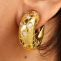 O.J. Perrin Vintage Diamond 18K Yellow Gold Scales French Hoop Earrings
