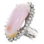 Certified GIA Conch Pearl Diamond Platinum Cocktail Ring