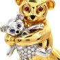 Ralston Vintage Diamond Ruby Sapphire 18K Gold Teddy Bear Collectible Pin Brooch Pendant