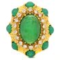 Vintage Green Chrysoberyl Diamond 18K Yellow Gold Halo Cocktail Ring