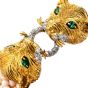 Retro Diamond Emerald 18K Tiger Head Coral Beaded Bracelet-Dover Jewelry