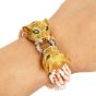 Retro Diamond Emerald 18K Tiger Head Coral Beaded Bracelet-Dover Jewelry