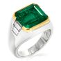 Bvlgari Bulgari 4.59cts Emerald Diamond Platinum Estate Pinky Cocktail Ring
