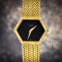 Piaget Vintage Ref 9559 18K Yellow Gold Hexagonal Black Dial Ladies Watch