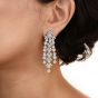 Estate 6.91cts Diamond 18K White Gold Floral Link Dangle Drop Earrings 