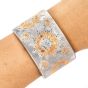 Mario Buccellati Vintage 18K Rose Gold Sterling Silver Rigato Wide Cuff Bracelet