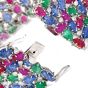  Diamond Sapphire Ruby  "Tutti Frutti" 18K White Gold Wide Bracelet