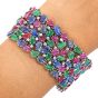  Diamond Sapphire Ruby  "Tutti Frutti" 18K White Gold Wide Bracelet