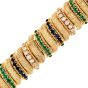 Vintage 6.00cts Diamond Sapphire Emerald 18K Yellow Gold Textured Link