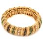Vintage 6.00cts Diamond Sapphire Emerald 18K Yellow Gold Textured Link