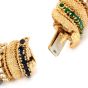 Vintage 6.00cts Diamond Sapphire Emerald 18K Yellow Gold Textured Link