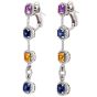 Modern Diamond Blue Yellow Pink Sapphire18K Gold Halo Link Dangle Earrings