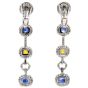 Modern Diamond Blue Yellow Pink Sapphire18K Gold Halo Link Dangle Earrings