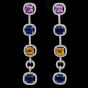 Modern Diamond Blue Yellow Pink Sapphire18K Gold Halo Link Dangle Earrings