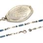 Antique Blue Enamel White Gold Locket Flower Pendant Chain Necklace