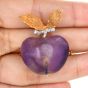Vintage Buccellati Cabochon Amethyst 18K Two-Tone Gold Apple Brooch Pin