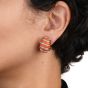 Vintage Retro Coral Carved 18K Yellow Gold Shrimp Earrings