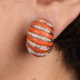 Vintage Coral Diamond 18K Yellow Gold Shrimp Style Earrings