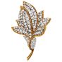 Vintage 9.80cts Diamond Flower 18k Gold  Platinum Brooch Pin