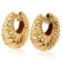 Vintage Hammerman Hammered 18K Gold Hoop Shell Clip Earrings