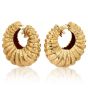 Vintage Hammerman Hammered 18K Gold Hoop Shell Clip Earrings