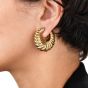 Vintage Hammerman Hammered 18K Gold Hoop Shell Clip Earrings