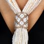 Casa Reale Diamond Pearl Mother of Pearl 18K Gold Multi Strand Large Lariat Necklace