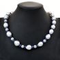 High Lustrous Pearl 5cts Diamond balls sapphire bead Gold Necklace
