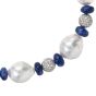 High Lustrous Pearl 5cts Diamond balls sapphire bead Gold Necklace