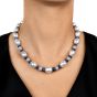 High Lustrous Pearl 5cts Diamond balls sapphire bead Gold Necklace