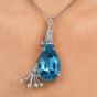 Vintage Santa Maria Aquamarine Diamond Swirl Gold Pendant Pin Pendant