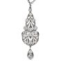 Antique Old European Cut Diamond Platinum Floral Filigree Dangle Pendant