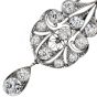 Antique Old European Cut Diamond Platinum Floral Filigree Dangle Pendant