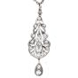 Antique Old European Cut Diamond Platinum Floral Filigree Dangle Pendant