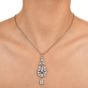Antique Old European Cut Diamond Platinum Floral Filigree Dangle Pendant