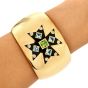 Verdura Maltese Cross Diamond Gemstones 18K Yellow Gold Enamel Bangle Bracelet