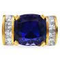 GIA Cushion Tanzanite 15.01cts Diamond 18K Gold Cocktail Ring |Dover Jewelry|