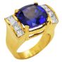 GIA Cushion Tanzanite 15.01cts Diamond 18K Gold Cocktail Ring |Dover Jewelry|