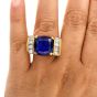 GIA Cushion Tanzanite 15.01cts Diamond 18K Gold Cocktail Ring |Dover Jewelry|