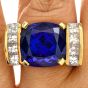 GIA Cushion Tanzanite 15.01cts Diamond 18K Gold Cocktail Ring |Dover Jewelry|