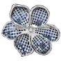 Vintage Diamond Blue Sapphire 18K White Gold Cluster Flower Brooch Pin