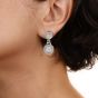 Bvlgari Pave Diamond 18K White Gold Bulgari Tubogas  Dangle Clip On Earrings