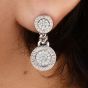 Bvlgari Pave Diamond 18K White Gold Bulgari Tubogas  Dangle Clip On Earrings