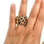 Roberto Coin Diamond Ruby Tigers Eye 18K Yellow GOld Animallier Giraffe Wide Band Ring