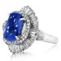 GIA 5.87ct No Heat Ceylon Cornflower Blue Sapphire Diamond Platinum Ballerina Cocktail Ring 